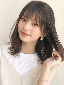 リヤン 表参道(lyann) ワンホンレイヤーサイドバング前髪斜めバングダークブルー
