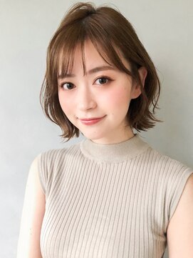 キリ 表参道(kyli) ボブルフ大人かわいいピンクベージュ薄めバングくびれモテ髪