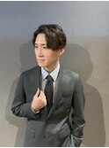 ビジネスツーブロック ミディアムショート かき上げアップバング