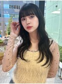 小顔薄めバングシアーカラーレイヤーナチュラルカール前髪美髪