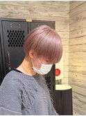 ピンクベージュハンサムショートラベンダーミルクティーブリーチ