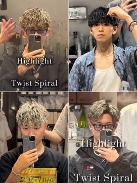 宮崎理容院 オークス店  メンズパーマハイライト