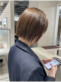 ★20代30代40代U24切りっぱなしボブ似合わせカットベージュ