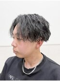 縦落ちスパイラルパーマツイスパカジュアルアップバング