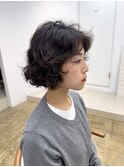 ミルクティーブロンド/ダークブルー/デジタルパーマ/千葉駅
