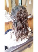 結婚式に☆編み込みお花ハーフアップ(^O^)
