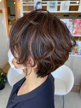 エス ハート オブ ヘアー 名東店(Heart of HAIR) 【ES 川原】Autumn Style #34 くせ毛ショート３Dハイライト
