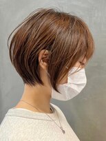 エリマ  茅ヶ崎(elima)&nbsp;ショートカットショートボブミルクティーベージュカラー前髪なし