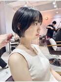 *滝田*黒髪グレージュ小顔似合わせショートボブ大人かわいい