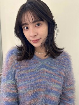 フォルテ 榛原パームス店 前髪カタログアンブレラカラーこなれミディーウェーブパーマ