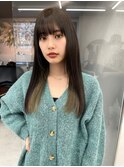 暗髪カラー グレージュ レイヤー 韓国ヘア 顔まわりカット