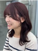 ◎ 美髪カールシアーカラーレッドブラウンロングセミディ
