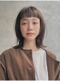 黒髪/ボブルフ/ネビージュ/小顔/ワンレン/スペインカール
