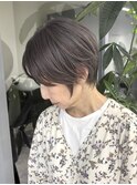 くびれショートボブ40代50代グレイカラー白髪染め白髪ぼかし