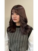 韓国風くびれヘア/ツヤ感ロング/レイヤーカット/ダークトーン