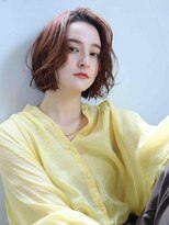 ムウ 難波(MOU)&nbsp;ナチュラルボブ暗めカラーグランマッシュデザインカラー20代30代