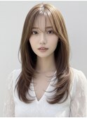 韓国レイヤーロング美髪大人ガーリーダークアッシュリタッチ前髪