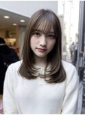 ハッシュカットバタフライカットダークブラウンカーテンバング