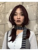 レイヤーカット×深めボルドーカラー[恵比寿駅/レイヤーカット]
