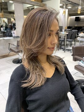 トルネード(TORNADO) ミディアムレイヤーハイライトバレイヤージュココアベージュ