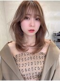 クリアピンクベージュ_オリーブベージュレイヤーカット
