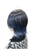 ＊小顔ウルフ＊ブラック×ネイビー