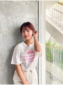 マッシュショート/ピンクベージュ/耳掛けショート[池袋駅]