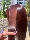 マロンブラウン/美髪ストレート/切りっぱなし/艶髪