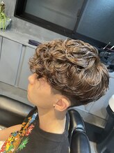 宮崎理容院 オークス店  【メンズ】ブラウン×スペインカール