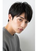 ブルーブラック/刈り上げセンターパート/黒髪/ツーブロック/