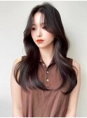 レイヤーカット 韓国ヘア ワンホンヘア ダークブラウン 艶髪