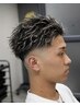 圧倒的存在感 メンズカット＋極道パーマ＋ホワイトメッシュ