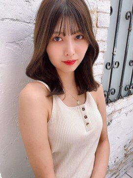 シーシンジュク 新宿南口(Sea shinjuku) ブリーチなしチョコレート色×前髪/顔周り×韓国ミディアム[新宿