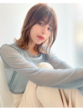 トゥルーズ 梅田店(TLUUS) TLUUS前髪パーマグレーベージュレイヤーロングアッシュカラー