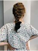 編み込み ヘアセット ヘアアレンジ　ベージュカラー ケアカラー