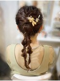結婚式 二次会 お呼ばれ ツインポニー×華やかアクセ