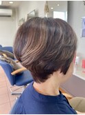 ショート/くびれ/明るい白髪染め/50代/60代/70代