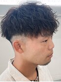 奈良メンズツイストスパイラルパーマフェードマッシュ