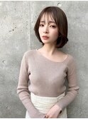 小顔ショート　くびれショート　くびれボブ　丸みショート　前髪