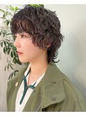 ハンサムショートプードルパーマオレンジブラウン