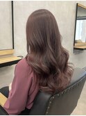 透け感ピンクブラウン×ゆる艶ウェーブ