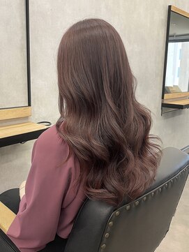 クラン 岡本(Chlan) 透け感ピンクブラウン×ゆる艶ウェーブ