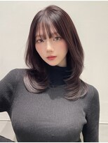 パルス ヨコハマ(PULSE yokohama)&nbsp;横浜韓国ミディアムハッシュカットワインレッド