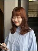 オレンジベージュブラウンブリーチなしカラー暖色