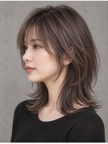 エルコット(elcot) 大人ミディアムレイヤー/明るめカラーで白髪ぼかし/40代50代60代