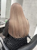 韓国風顔周りレイヤーカットミルクティーベージュブラウンカラー
