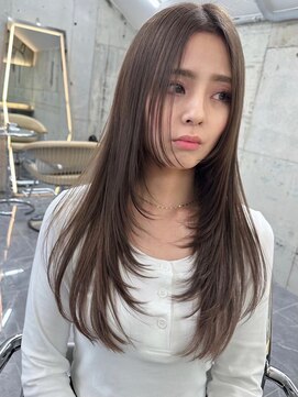 サイン 渋谷(SIGN) 韓国ヘアーハッシュカットレイヤーカットグレージュブリーチ無し