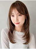前髪イメチェンセミディワンカールうるツヤレイヤーカット