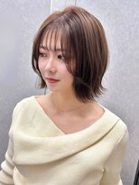 アンニュ(annuy)&nbsp;ベージュカラー 外ハネボブ 顔周りカット レイヤー 前髪