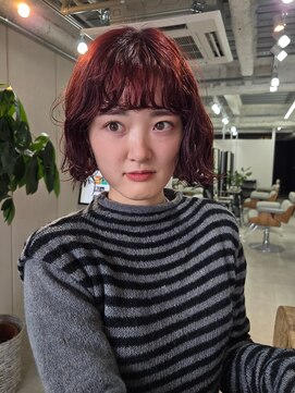 ジェスター 烏丸御池店(JESTER) 赤髪ニュアンスボブパーマ